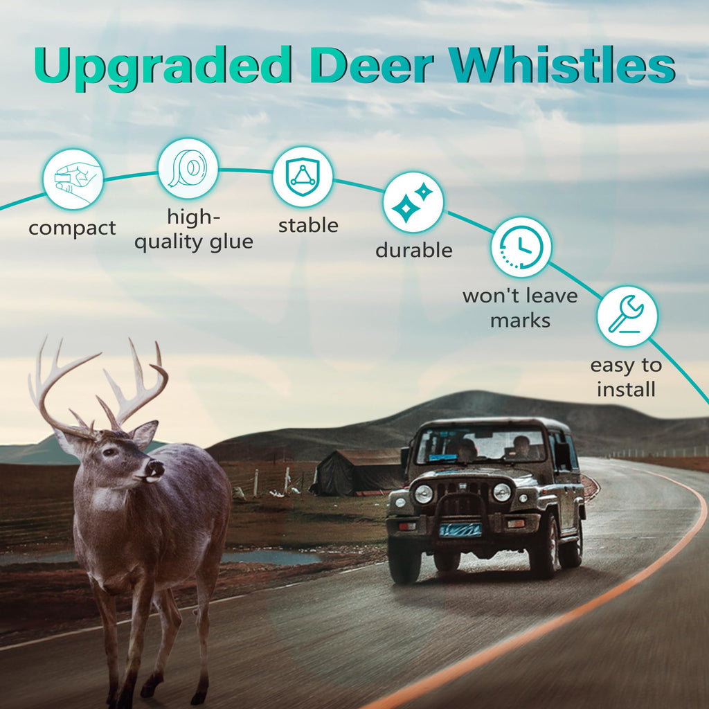 Elook Upgraded Deer Whistles for Car, Deer Horn for Car, Save Deer Whistle for Vehicles, Trunks, Motorcycle, Three-Horn, 4 Pack (Patented Product)