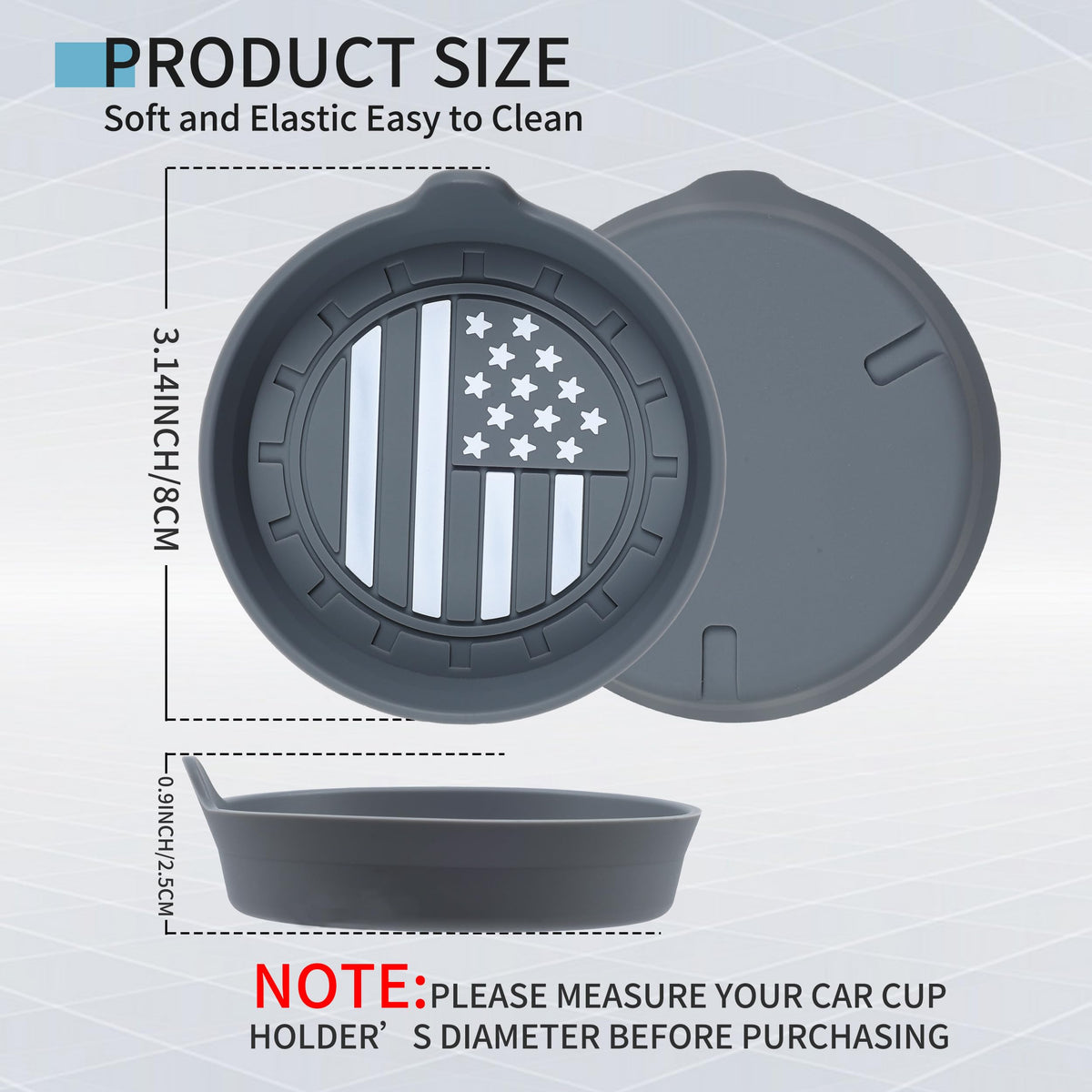 Amooca 2-Pack Car Cup Coaster Silicone Spill-Proof Cup Holder Inserts