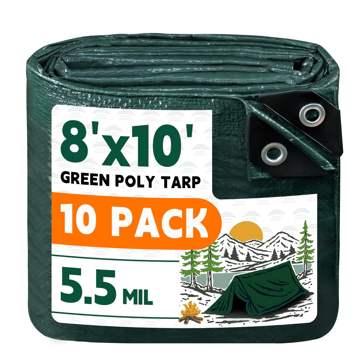 RAINDEWAY Tarps 8x10Ft 5.5 Mil Multipurpose Waterproof Poly Tarp Cover