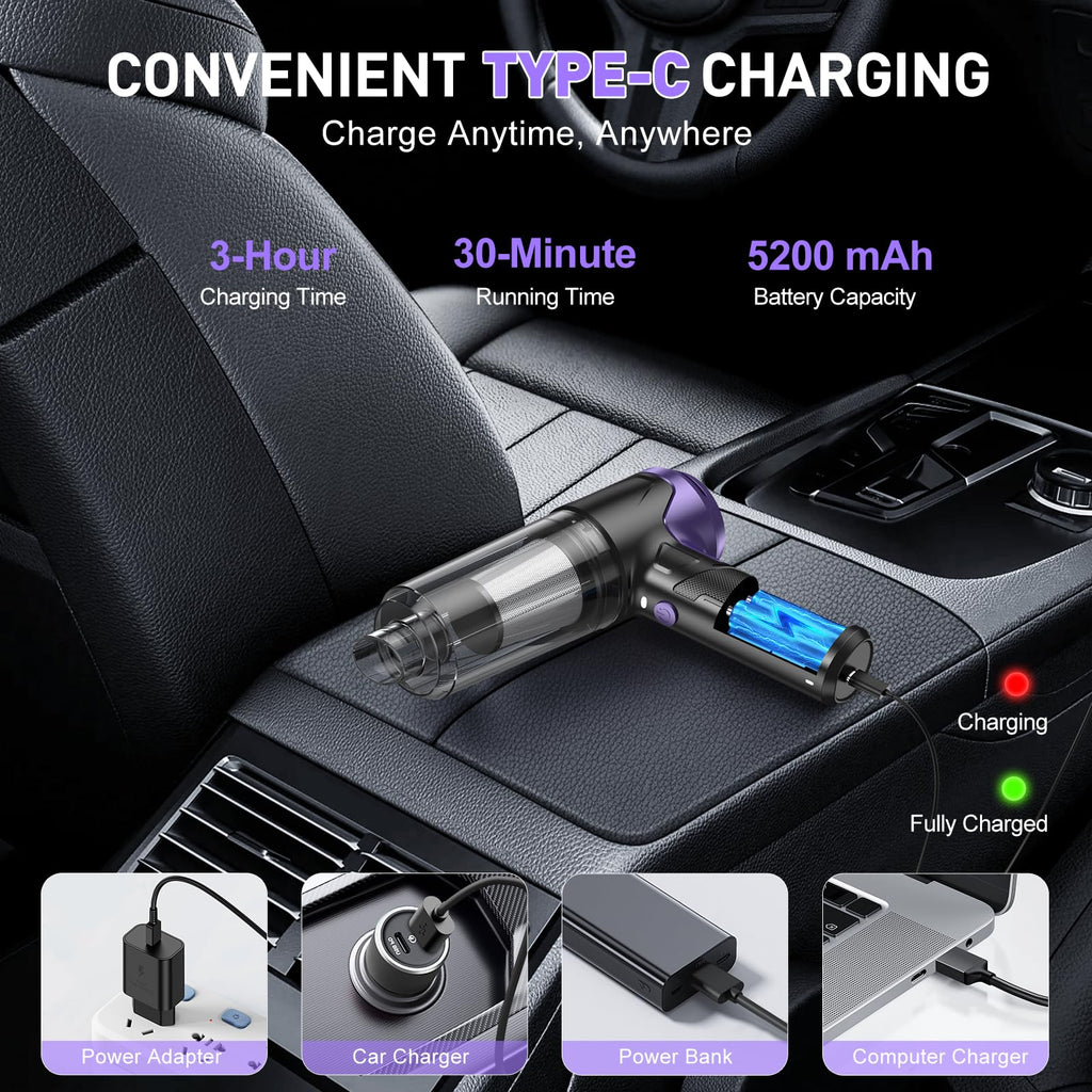 KMM Handheld Car Vacuum Cleaner, Hand Held Vacuum Cleaner and Air Duster