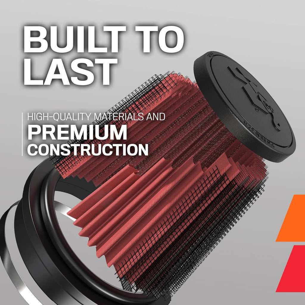 K&N High-Flow Original Lifetime Universal Clamp-On Air Filter: High Performance, Premium: Flange Diameter: 4 In, Filter Height: 5.5 In, Flange Length: 1.125 In, Shape: Round Tapered, RG-1001RD