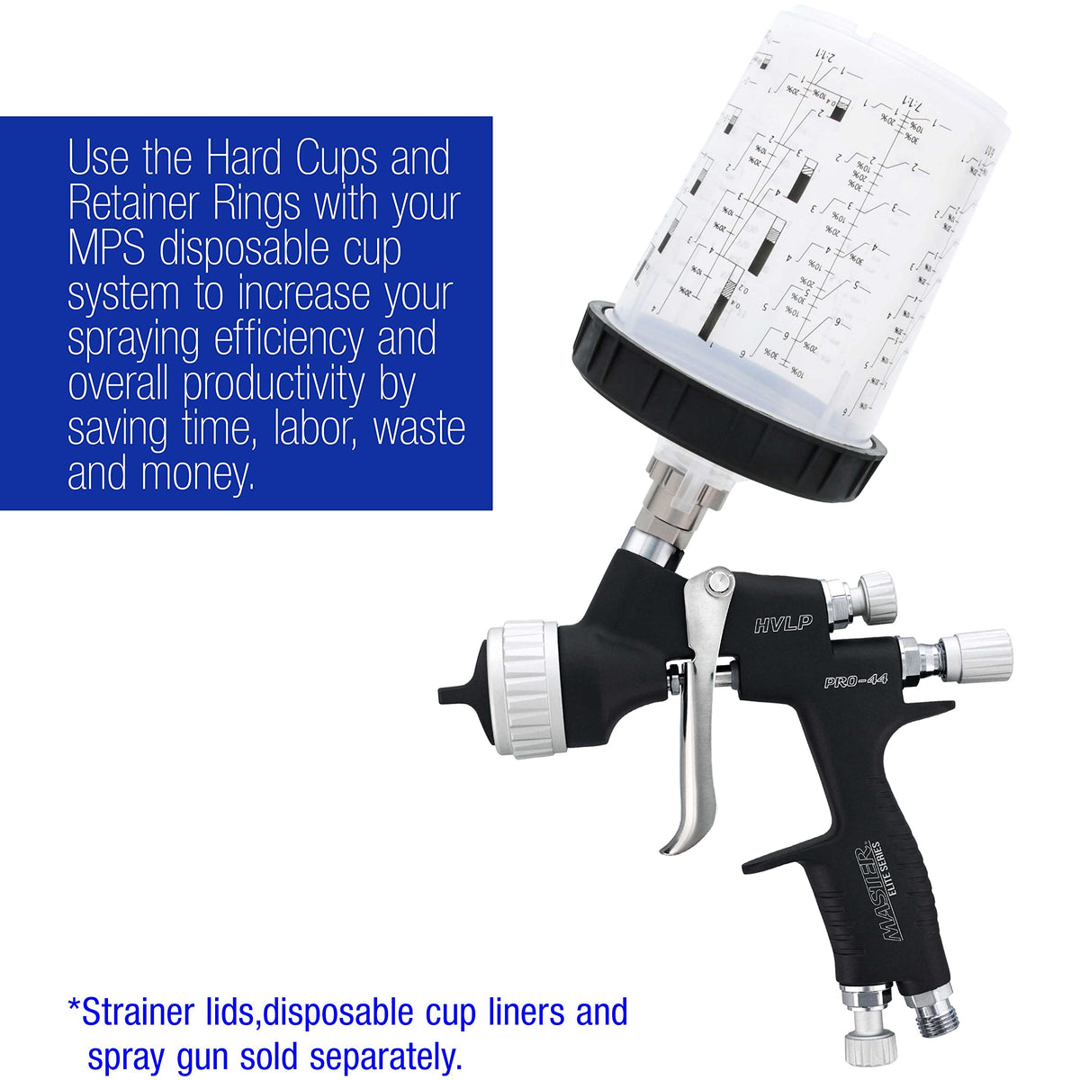 Master Paint System MPS Disposable Paint Spray Gun Cup Liners & Lid System
