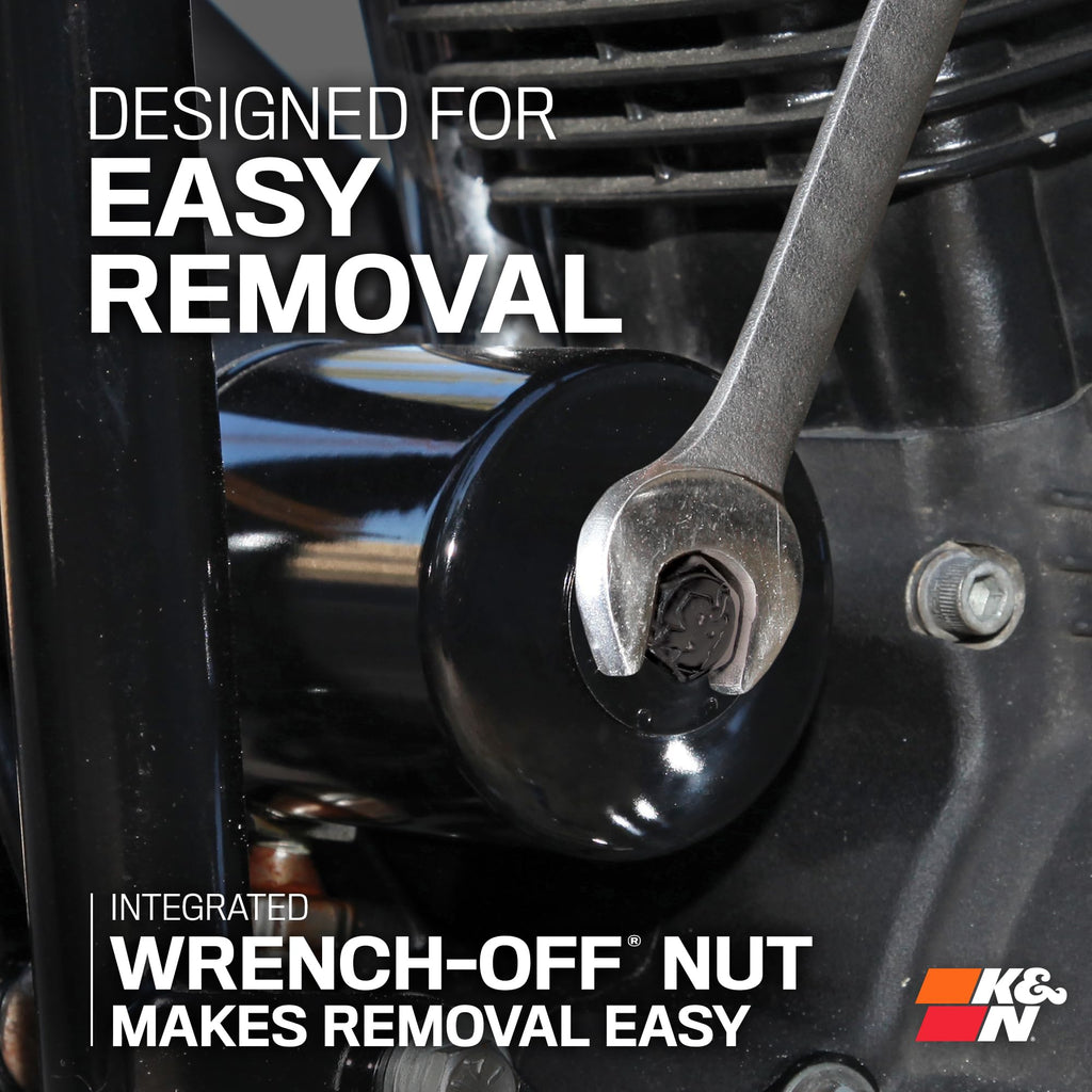 K&N Oil Filter: 20,000 Mile Engine Protection with Wrench Off Nut, HP-1004