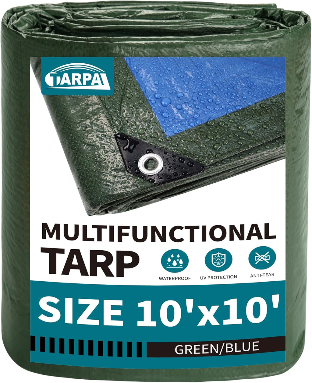 TARPAL 10x10 Feet Green Tarp Waterproof 6mil Small tarps Multipurpose