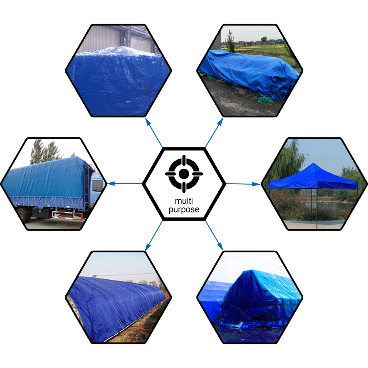 CARTMAN 10x10Ft Multipurpose Waterproof Poly Tarp Cover 5 Mil, Blue