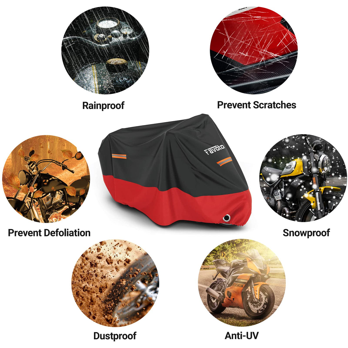 Favoto Motorcycle Cover Waterproof Outdoor Motorcycle Cover Heavy Duty