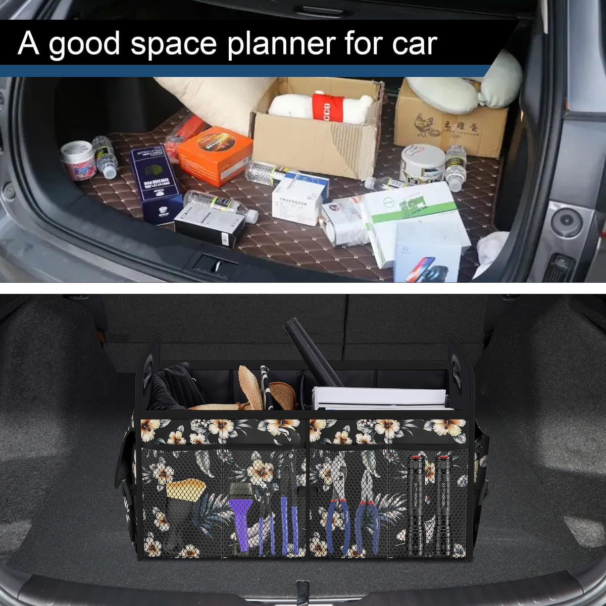 Femuar Car Trunk Organizer-Collapsible Car Storage for Suv/Jeep/Sedan