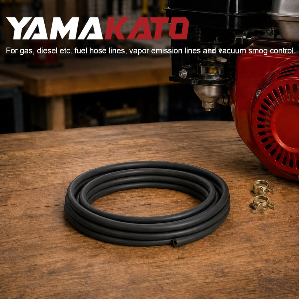 YAMAKATO 10 Feet 1/4 Inch ID Fuel Line Hose 0.25in w/ 20 Clamp