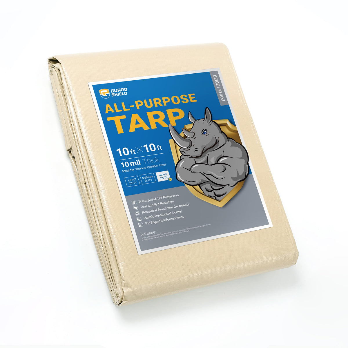 GUARD SHIELD Heavy Duty Tarp 12x16 Feet Green Multi Purpose Thick Waterproof Poly Tarp Cover 10mil