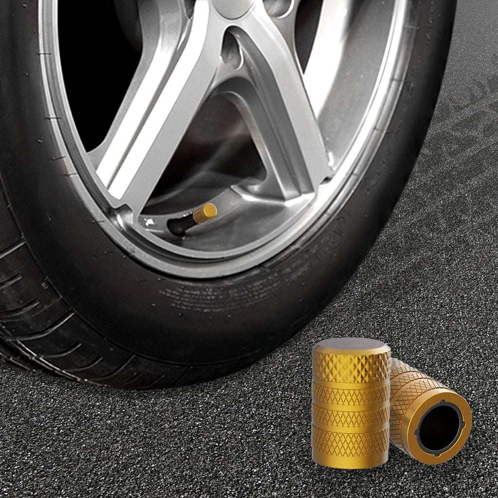 CKAuto Tire Valve Stem Caps, Aluminum Black, 4 pcs/Pack