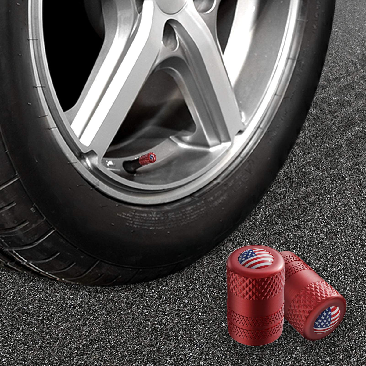 CKAuto Tire Valve Stem Caps, Aluminum Black, 4 pcs/Pack
