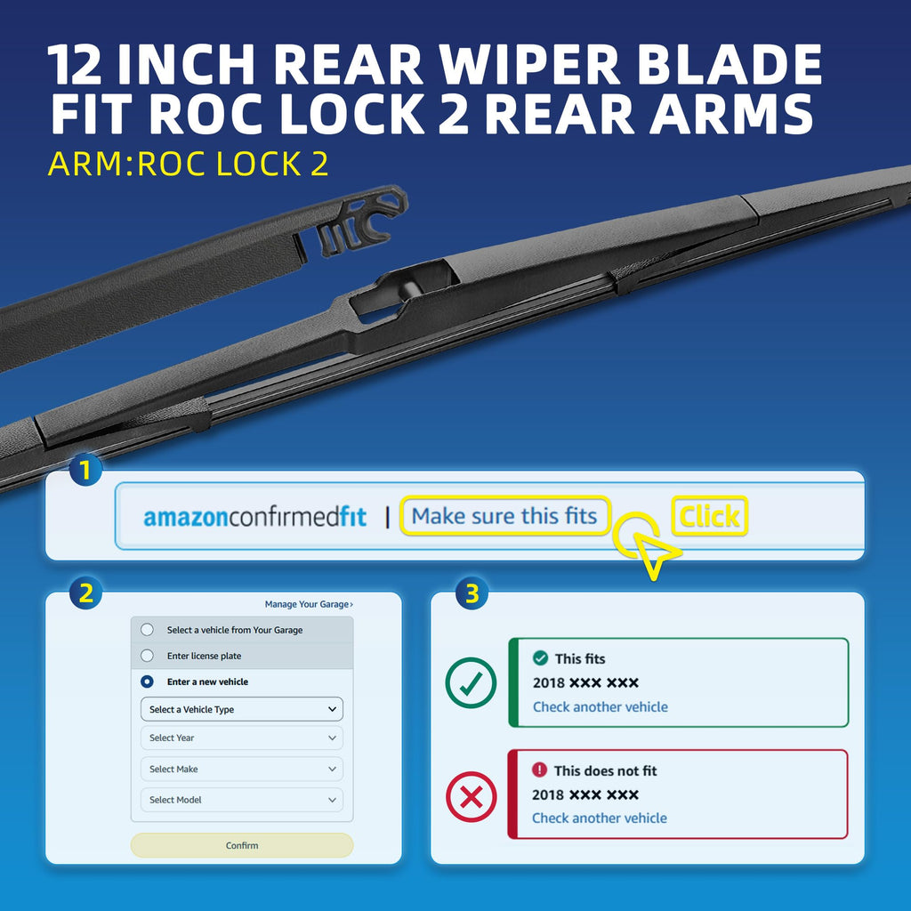 5 PLUS RearQuiet 12 Inch Rear Wiper Blade,OEM Replacement Rear Window Wiper