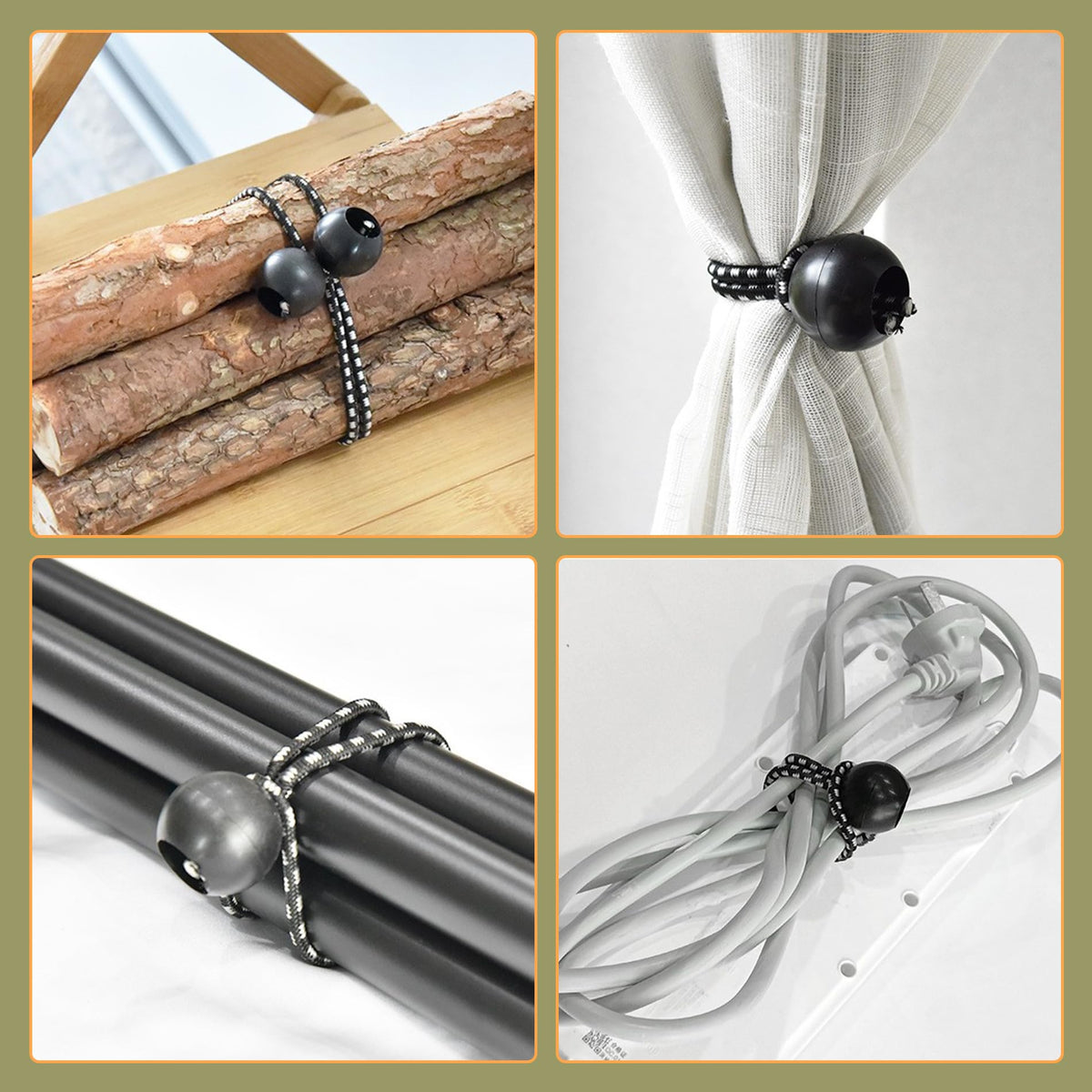 30 Pack Ball Bungee Cord, Heavy Duty Bungie Cord Balls (6",Black/White)