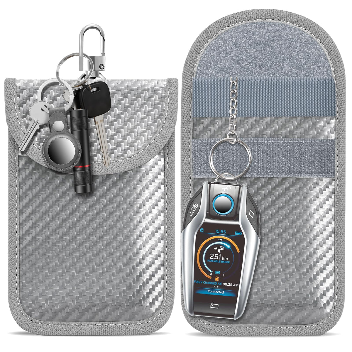 lanpard Faraday Pouch for Car Keys, Faraday Bag, Car RFID Signal Blocking Holder, Key Fob Protector, Key fob cage Block Signal Anti-Theft Fob Case (2 Pack)