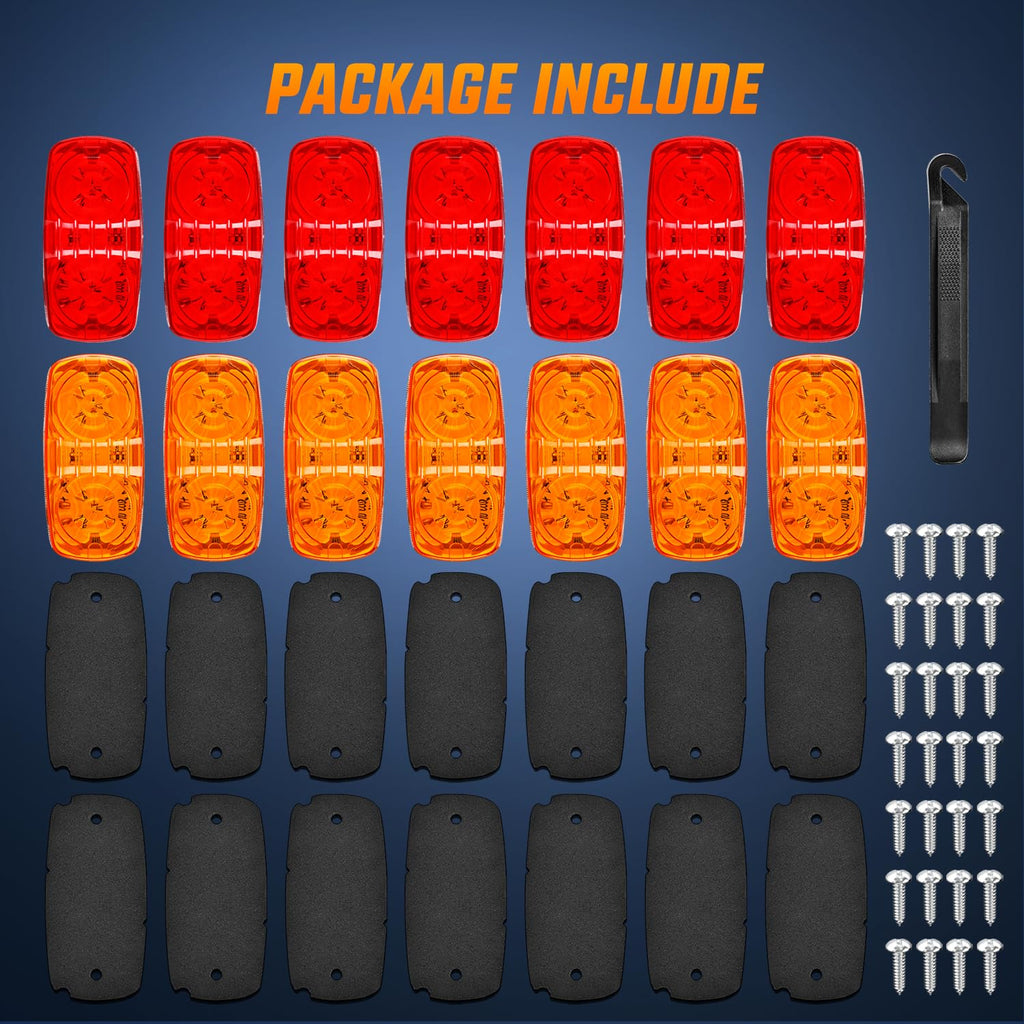 Nilight 3/4" Round LED Clearance Marker Lights, Amber, 10-Pack