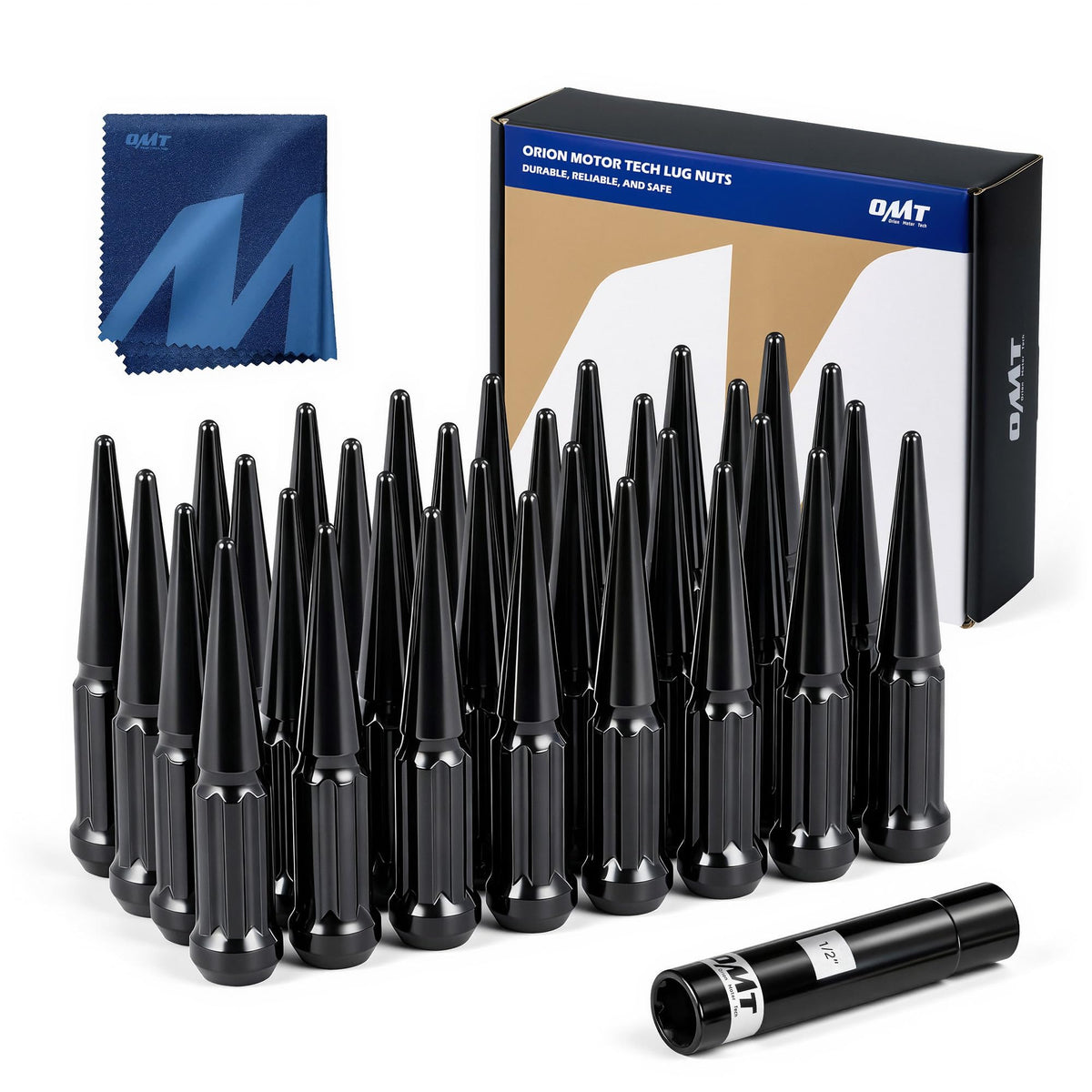 OMT M12x1.5 Lug Nuts with Mag Seat, 20pcs Lug Nuts Set with 1 Socket Key
