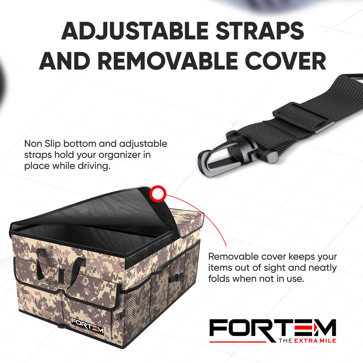 FORTEM Trunk Organizer - Foldable Car Organizer & Storage for SUVs & Trucks