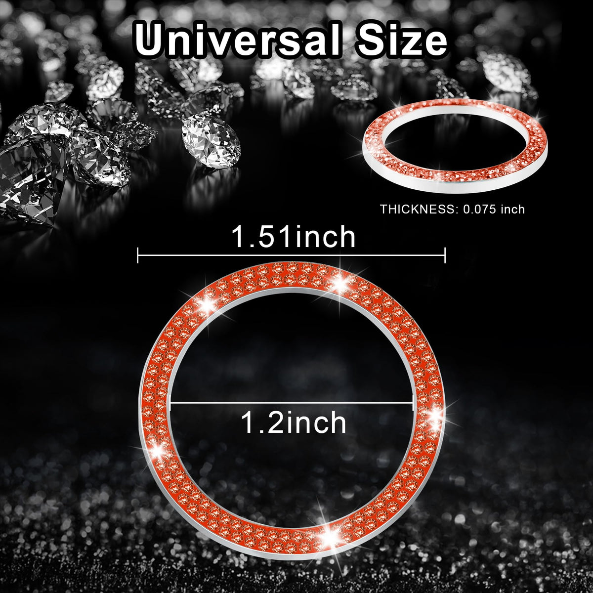 LivTee 2 PCS Crystal Double Rhinestone Car Engine Start Stop Decoration Ring, Bling Car Interior Accessories for Women, Push to Start Button Cover Sticker, Automotive Decals, White
