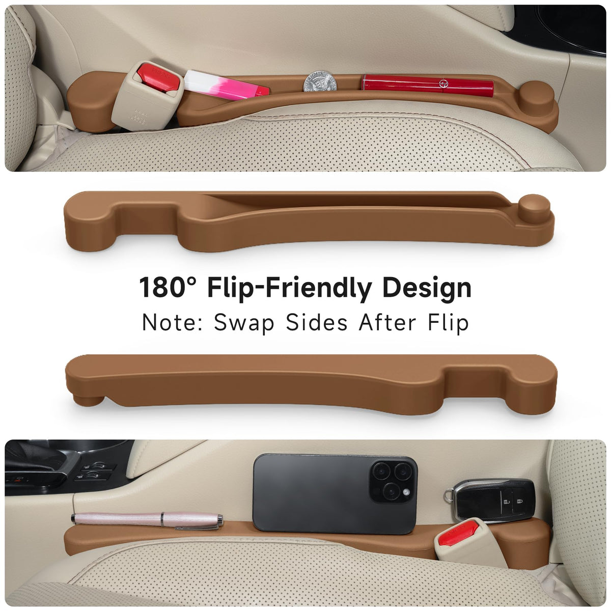 Givifive Car Seat Gap Filler Organizer 2Pack Soft Foam 3IN1 Multifunctional