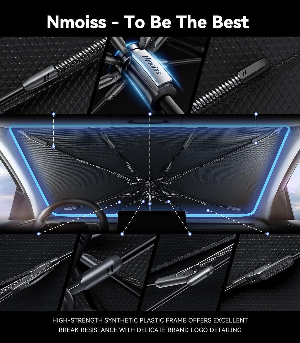 Nmoiss 2026 Windshield Sun Shade Umbrella [Vinyl Coating Heat Shield]