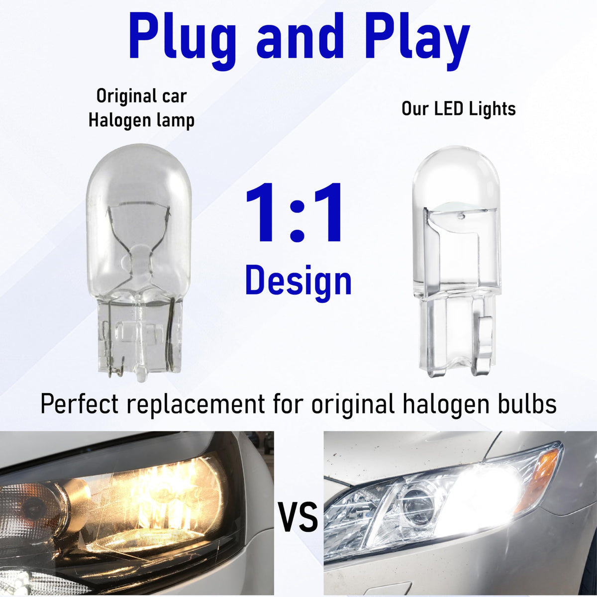 ecocstm 30 PCS Car 194 LED Bulbs, 168 2825 W5W T10 LED Bulb (White)