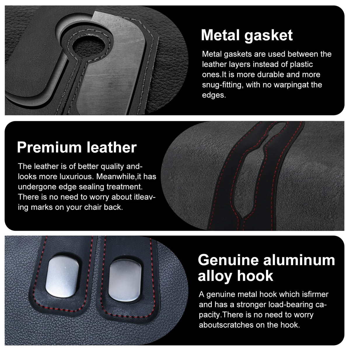 Car Purse Hook Purse Hook for Car Seats Headrest Car Seat Hooks,Heavy Duty Vehicle Organizer for Handbags, Groceries, Purses, Keep Car Tidy (Black, 2 Pack)