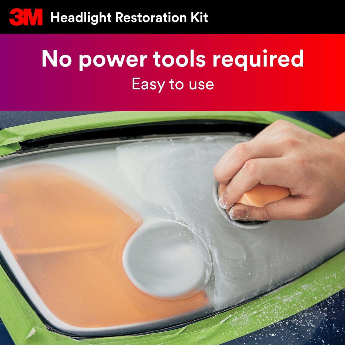 3M Auto Restore and Protect Headlight Restoration Kit, Use On Plastic Lenses, Headlights, Taillight, Fog Lights and More, Includes Sanding Discs, Headlight Clear Coat Wipes, Foam Pad and Glove (39194)