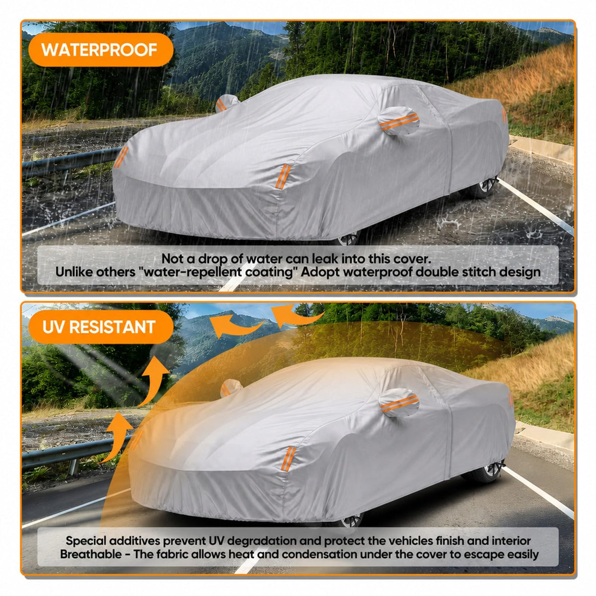 NEVERLAND Car Cover Waterproof All Weather for Sedan 183''L x 70''W x 59''H