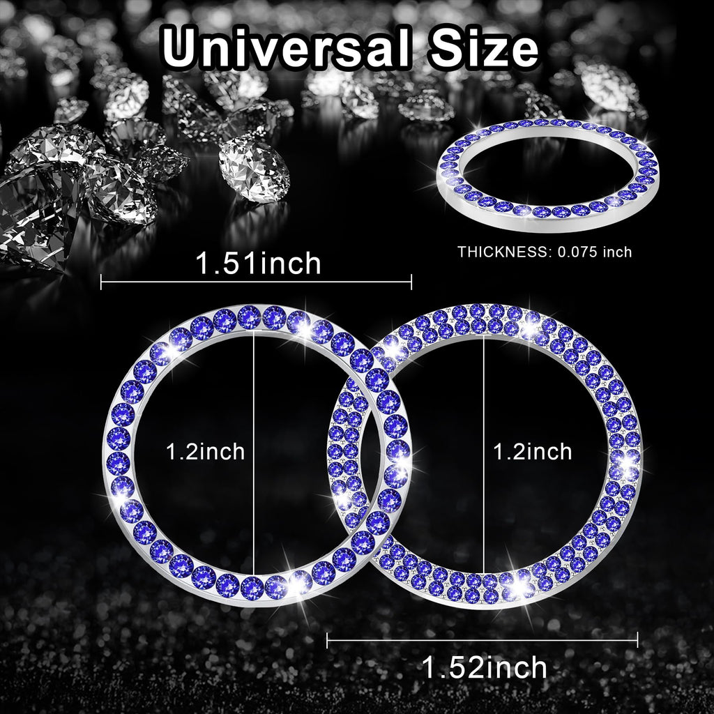 LivTee 2 PCS Crystal Double Rhinestone Car Engine Start Stop Decoration Ring, Bling Car Interior Accessories for Women, Push to Start Button Cover Sticker, Automotive Decals, White