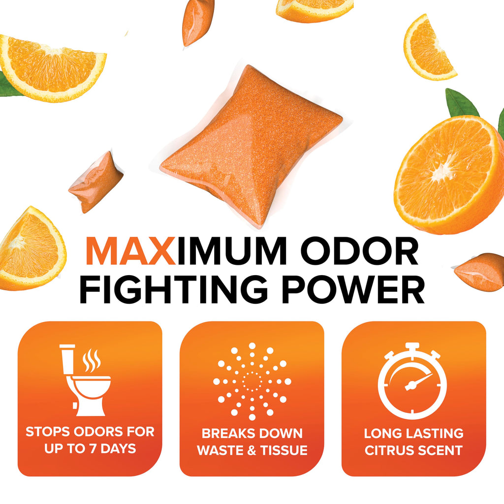 Camco TST MAX RV Toilet Treatment Drop-INs - Orange 30-pk - Made in the USA