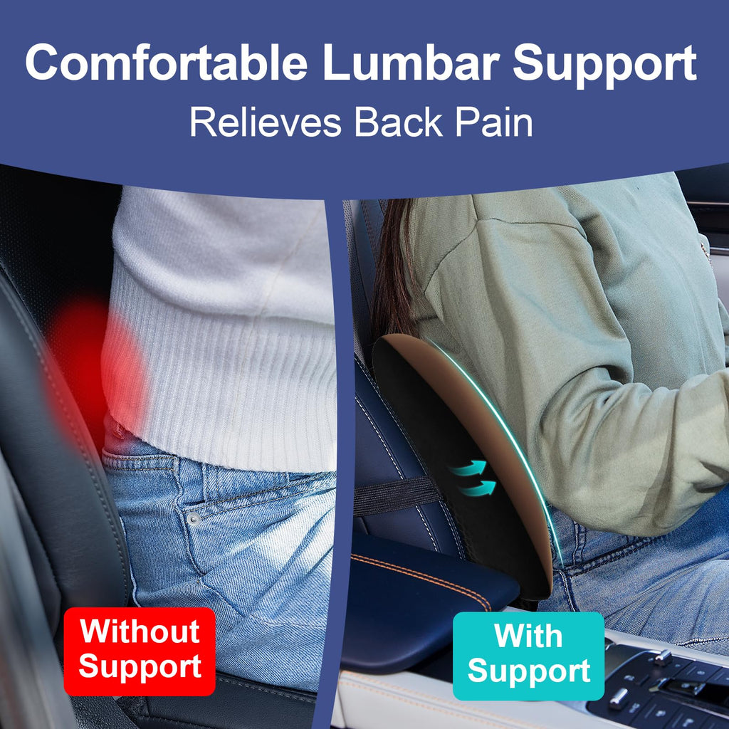 BYMECOST Lumbar Support Pillow for Car, Memory Foam Car Back Cushion