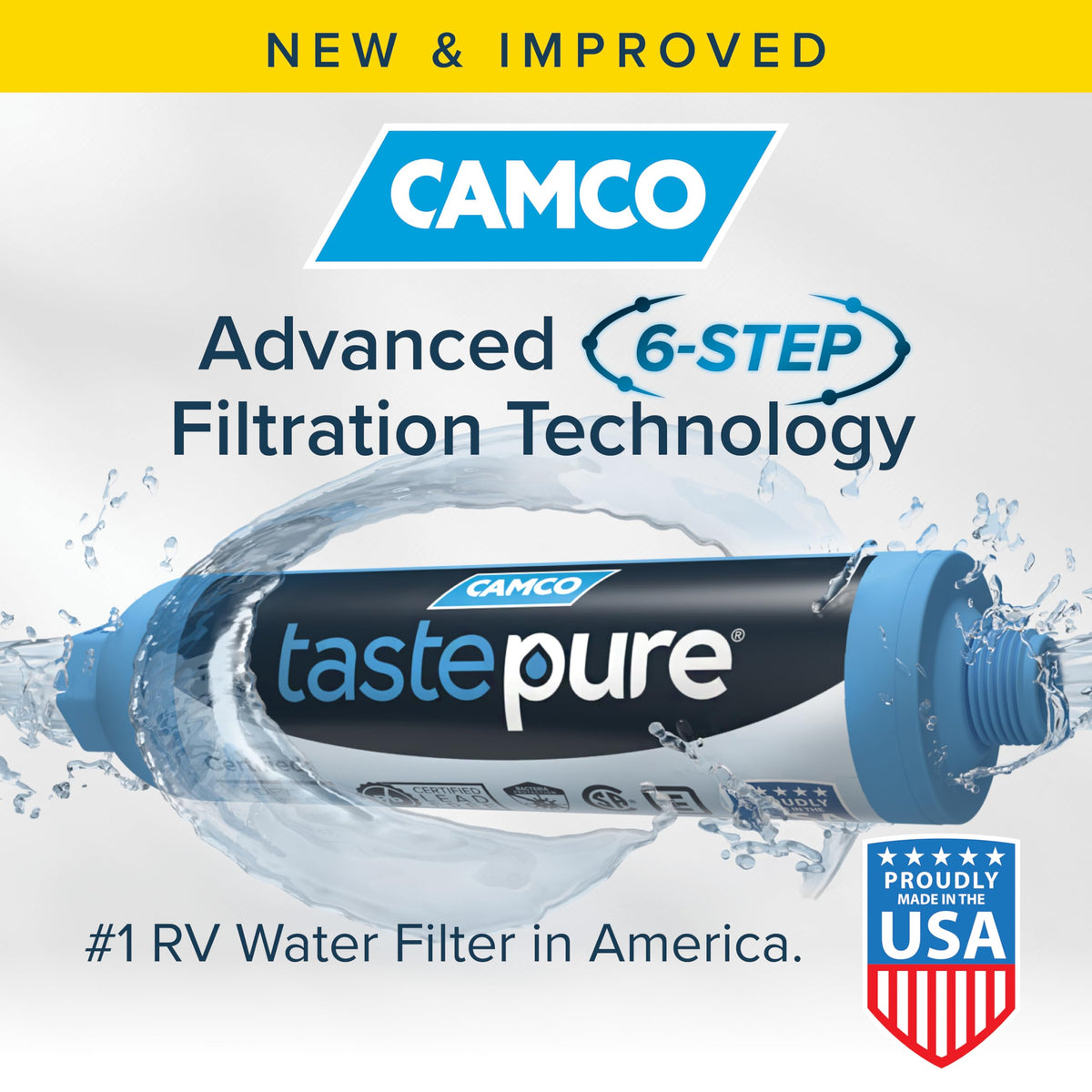 Camco Tastepure RV Water Filter 2-pk - GAC & KDF Filtration-Made in the USA