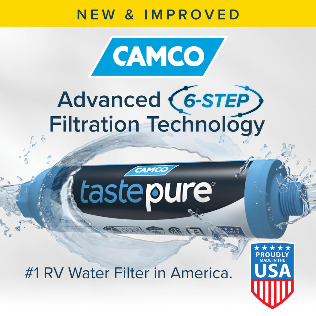Camco Tastepure RV Water Filter 2-pk - GAC & KDF Filtration-Made in the USA
