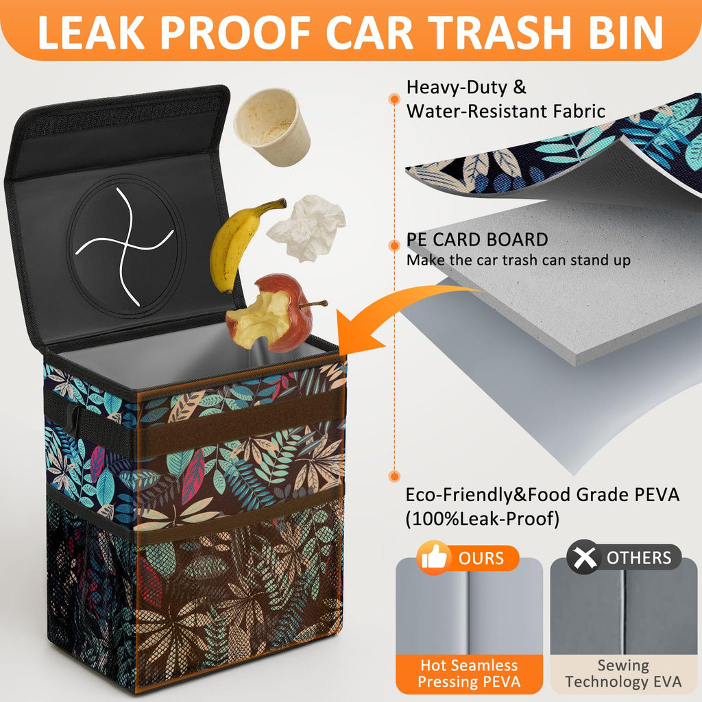 Vankor Car Trash Can with Lid Leak Proof Car Accessories for Women