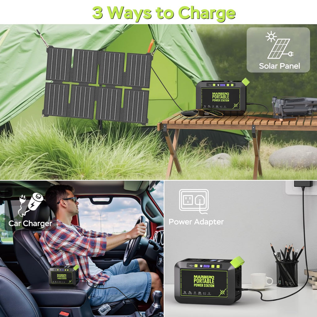 MARBERO Portable Power Station 88Wh, 120W Surge, Solar Generator 24,000mAh