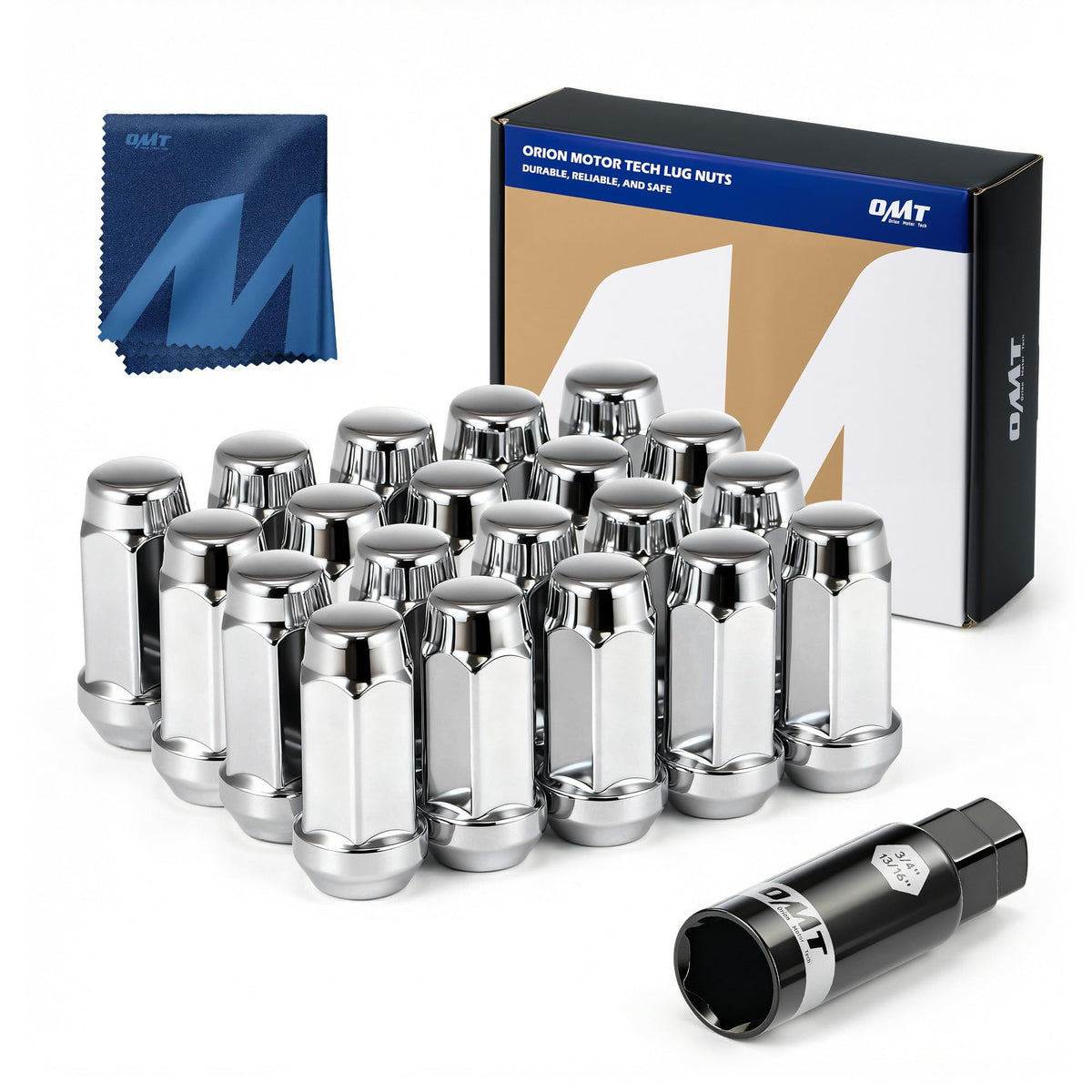 OMT M12x1.5 Lug Nuts with Mag Seat, 20pcs Lug Nuts Set with 1 Socket Key