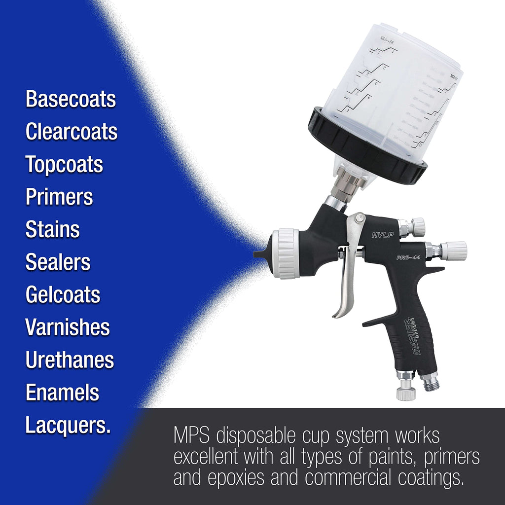 Master Paint System MPS Disposable Paint Spray Gun Cup Liners & Lid System