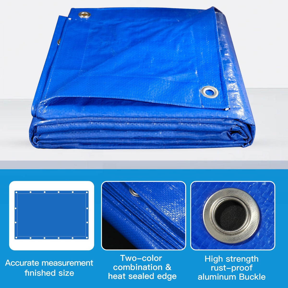 20x30Ft 5mil Waterproof Tarp, UV Resistant Blue Multipurpose Tarps
