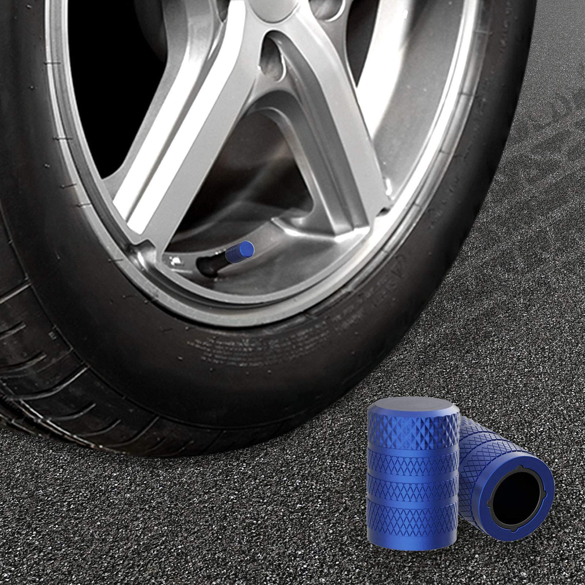 CKAuto Tire Valve Stem Caps, Aluminum Black, 4 pcs/Pack