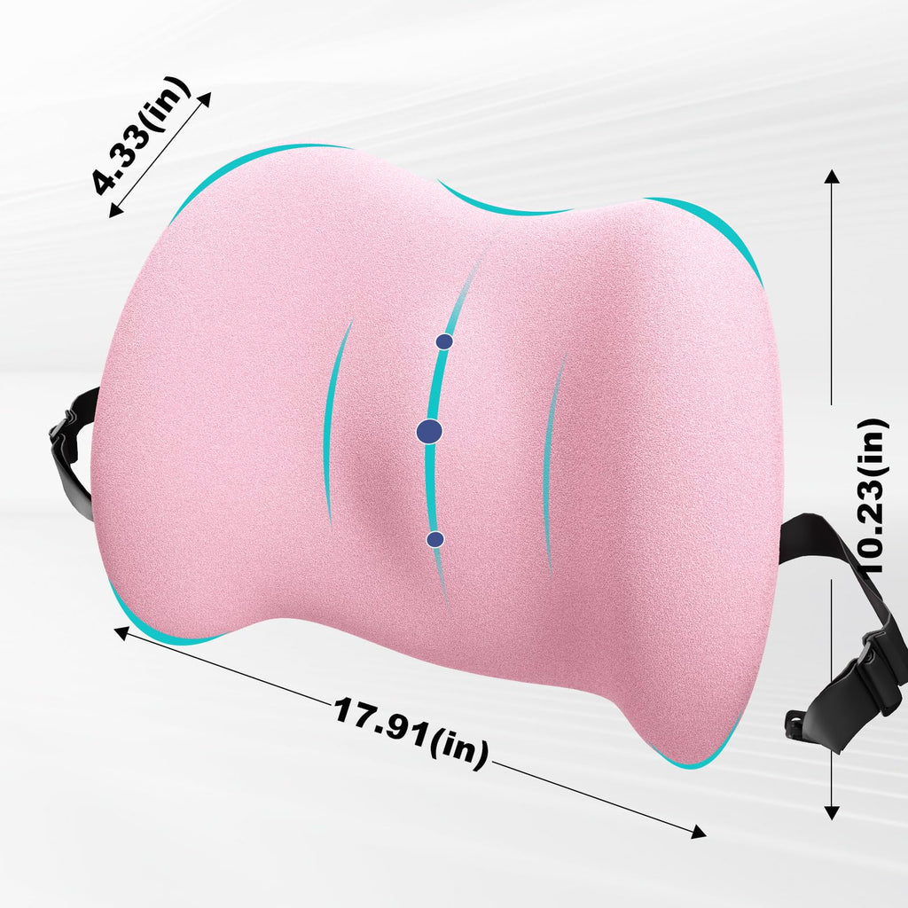 BYMECOST Lumbar Support Pillow for Car, Memory Foam Car Back Cushion