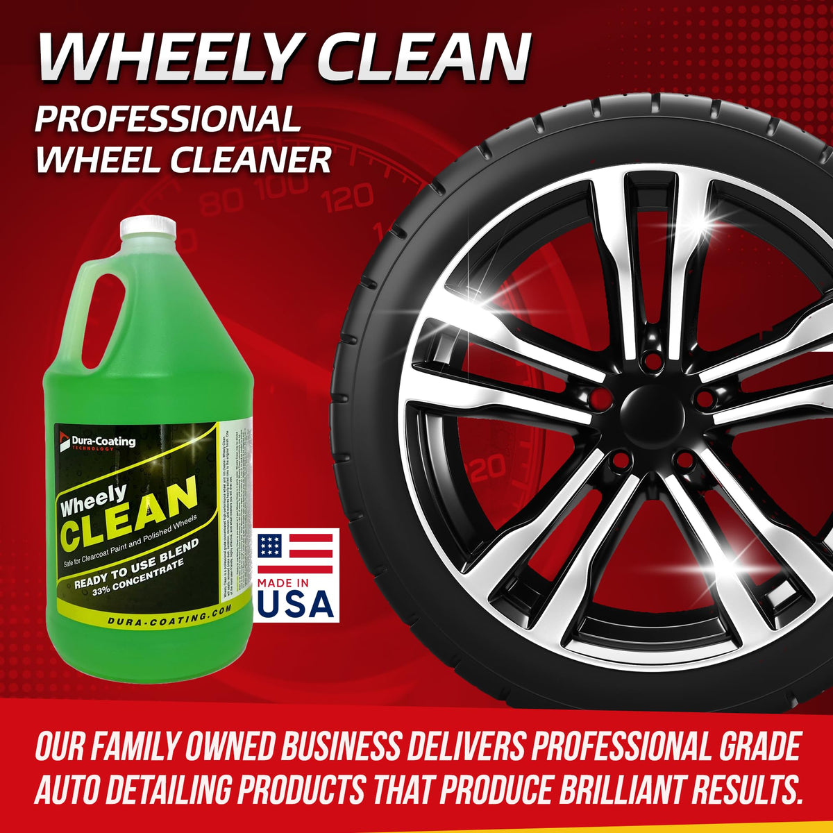 DURA-COATING TECHNOLOGY Wheely Clean - Professional Wheel Cleaner Spray - Ready-to-Use Tire Cleaner and Rim Cleaner - Suitable for Aluminum, Chrome, or Clear-Coated Wheels - Removes Brake Dust - 16 oz