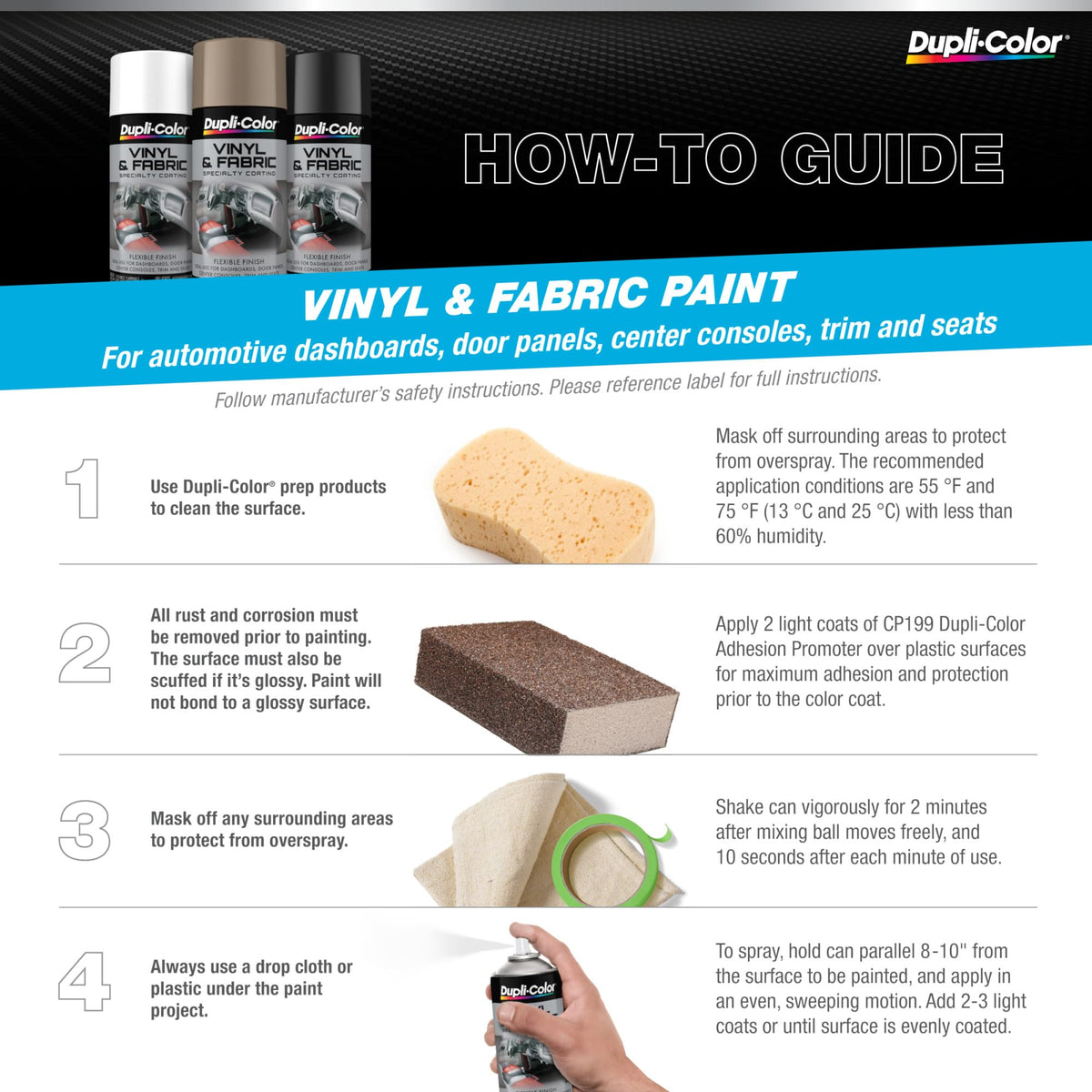 Dupli-Color Vinyl & Fabric Spray, Flat, Black, 11 oz