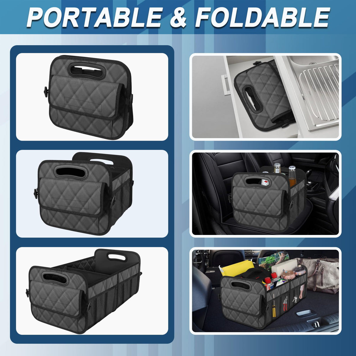 Deosk Car Trunk Organizer for SUV, Foldable Car Organizers and Storage