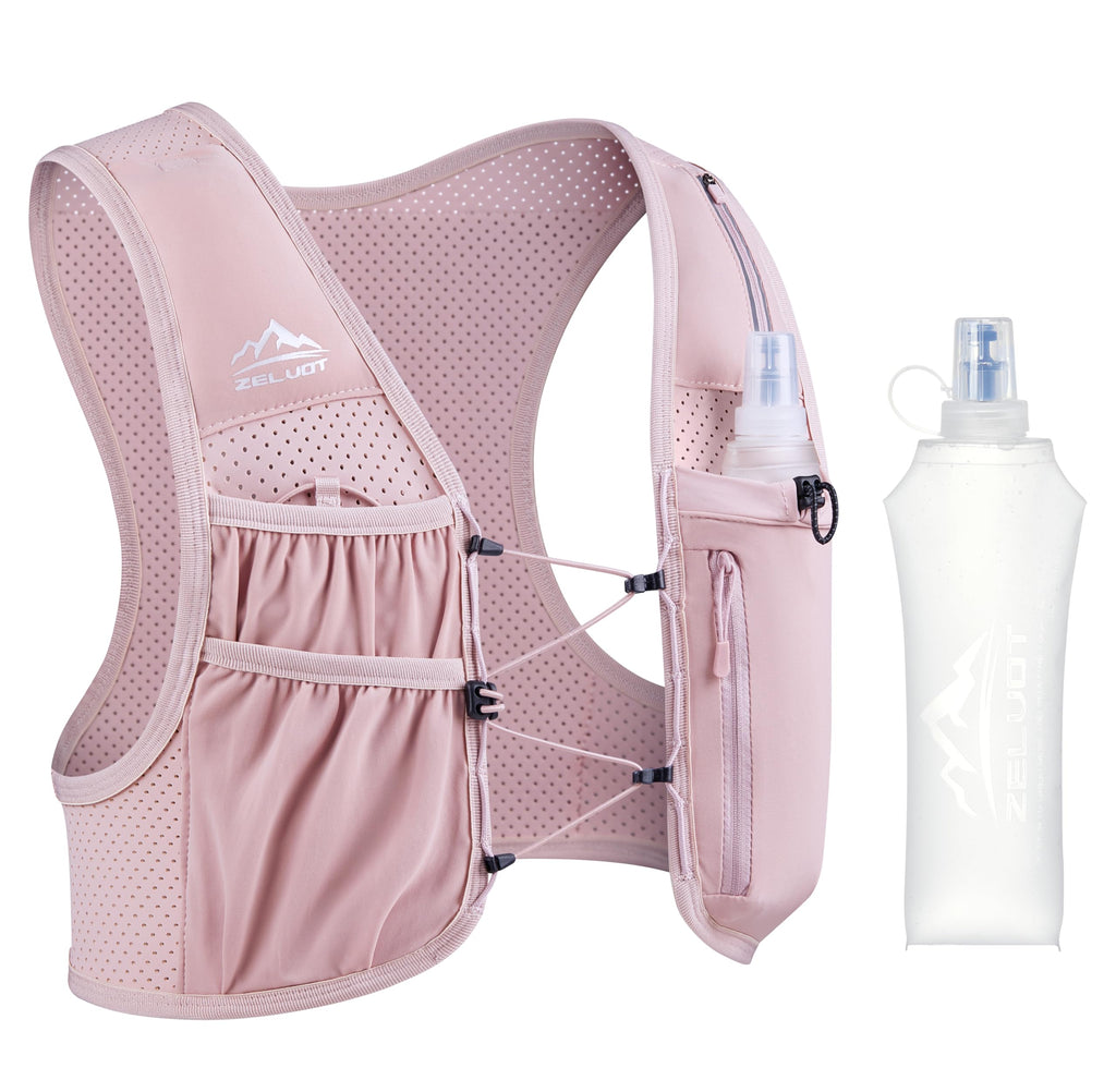Zelvot Running Vest for Women Men, US Patent, Adjustable Chest Straps Running Hydration Vest with 500ml Soft Flask, Lightweight Reflective Hydration Backpack for Marathon