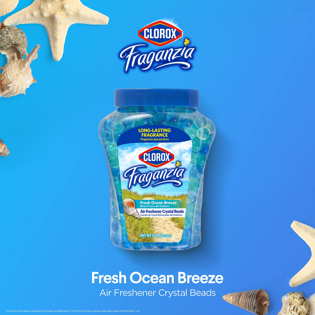 Clorox Fraganzia Crystal Beads Air Freshener, Island Escape Scent, 12 Fl Oz