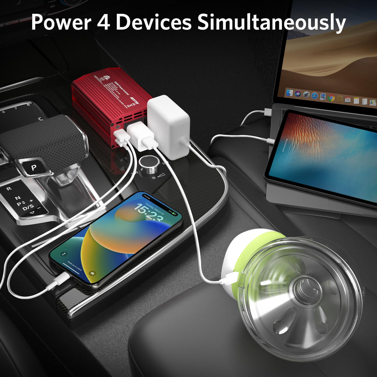 BESTEK Power Inverter DC 12-17V to AC 110V - 300W Car Plug Adapter Outlet