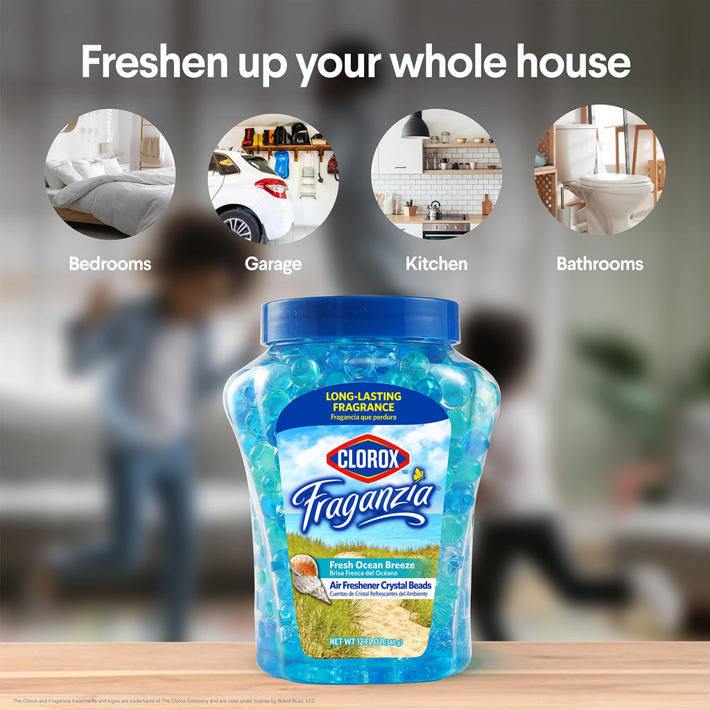 Clorox Fraganzia Crystal Beads Air Freshener, Island Escape Scent, 12 Fl Oz