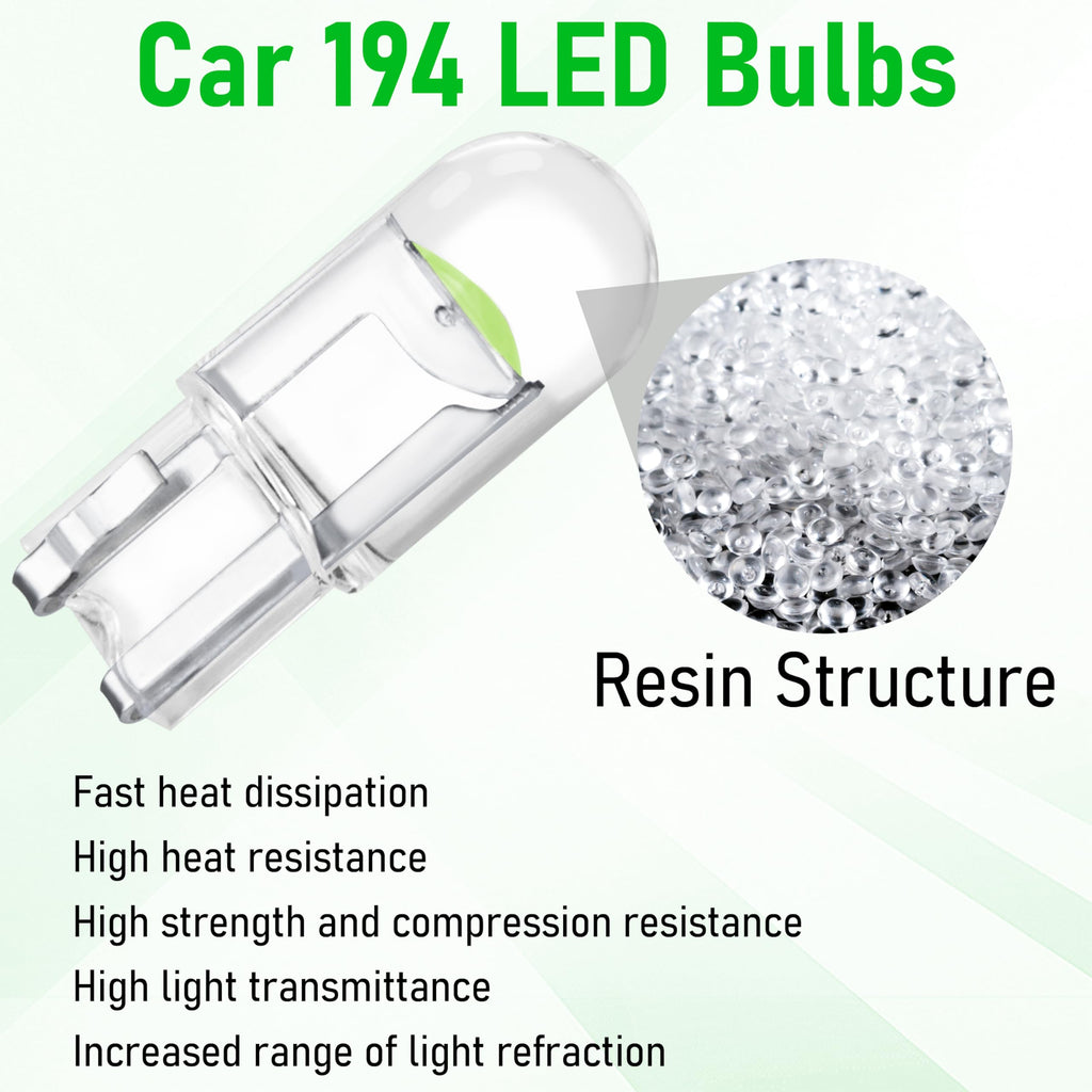ecocstm 30 PCS Car 194 LED Bulbs, 168 2825 W5W T10 LED Bulb (White)