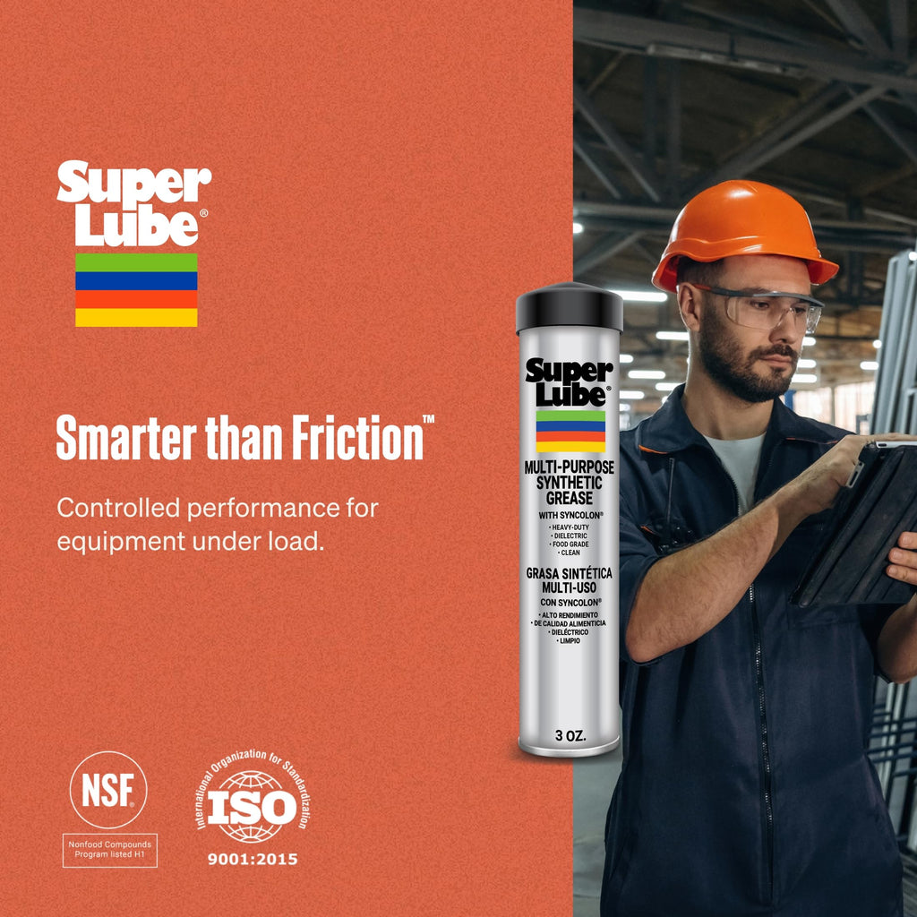 Super Lube Multi-Purpose Synthetic Grease w/ Syncolon - High Temperature, Water & Corrosion Resistant Grease - Workshop & Industrial Use - Food Grade - Translucent White - Tube - 3 oz (21030)