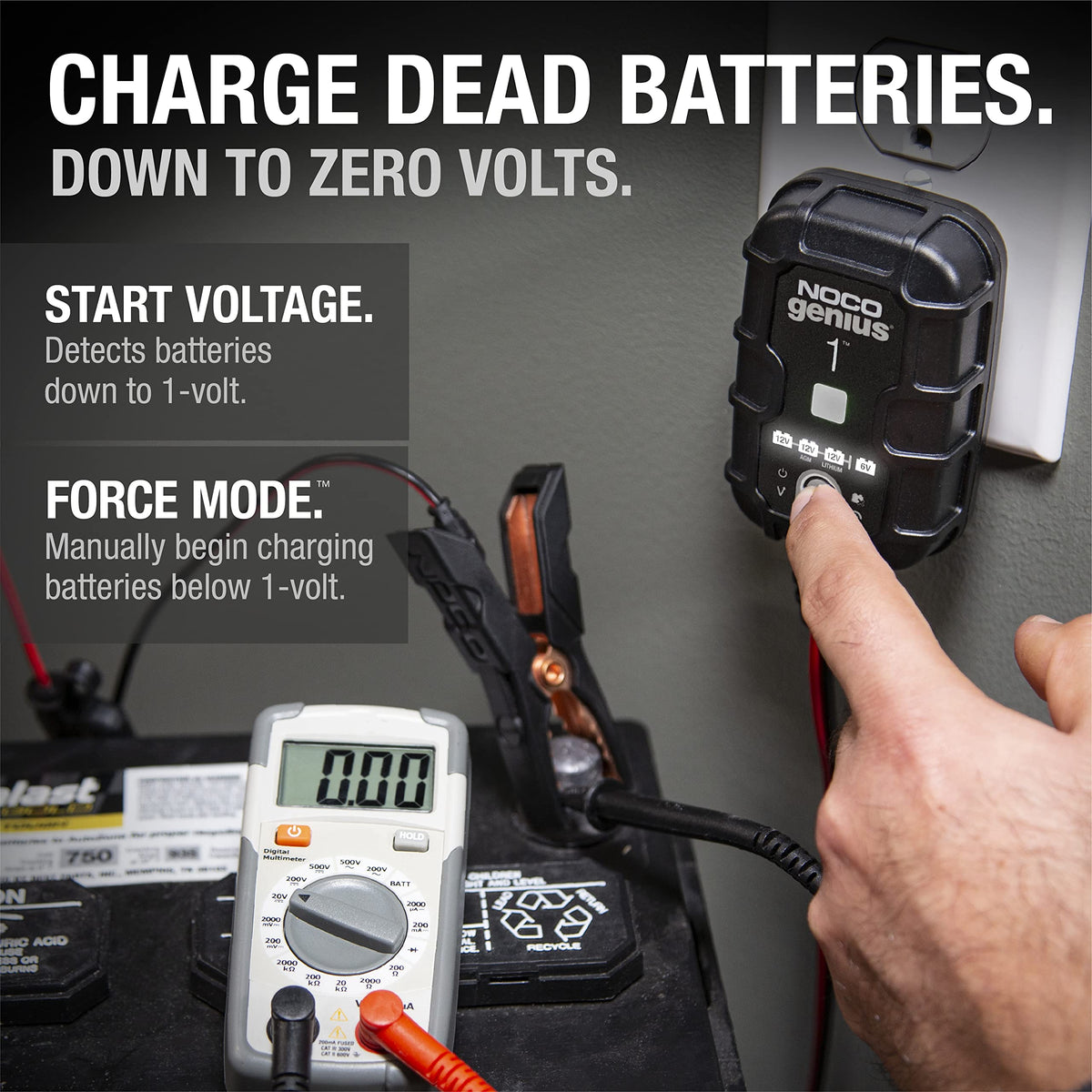 NOCO GENIUS1 1A 6/12V Smart Battery Charger, Trickle Charger & Maintainer